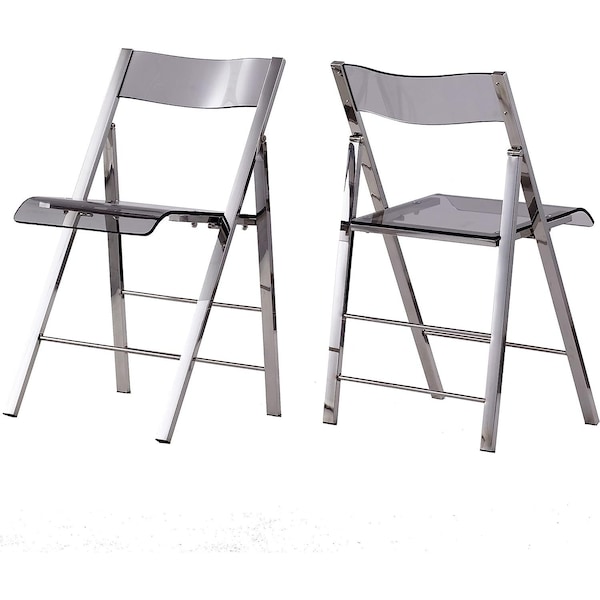 Isl Furnishings Kasper Flex Luxury Modern Folding Chairs Lucite Silver, PR CH43DC-2PK-AR02-PC10 - main